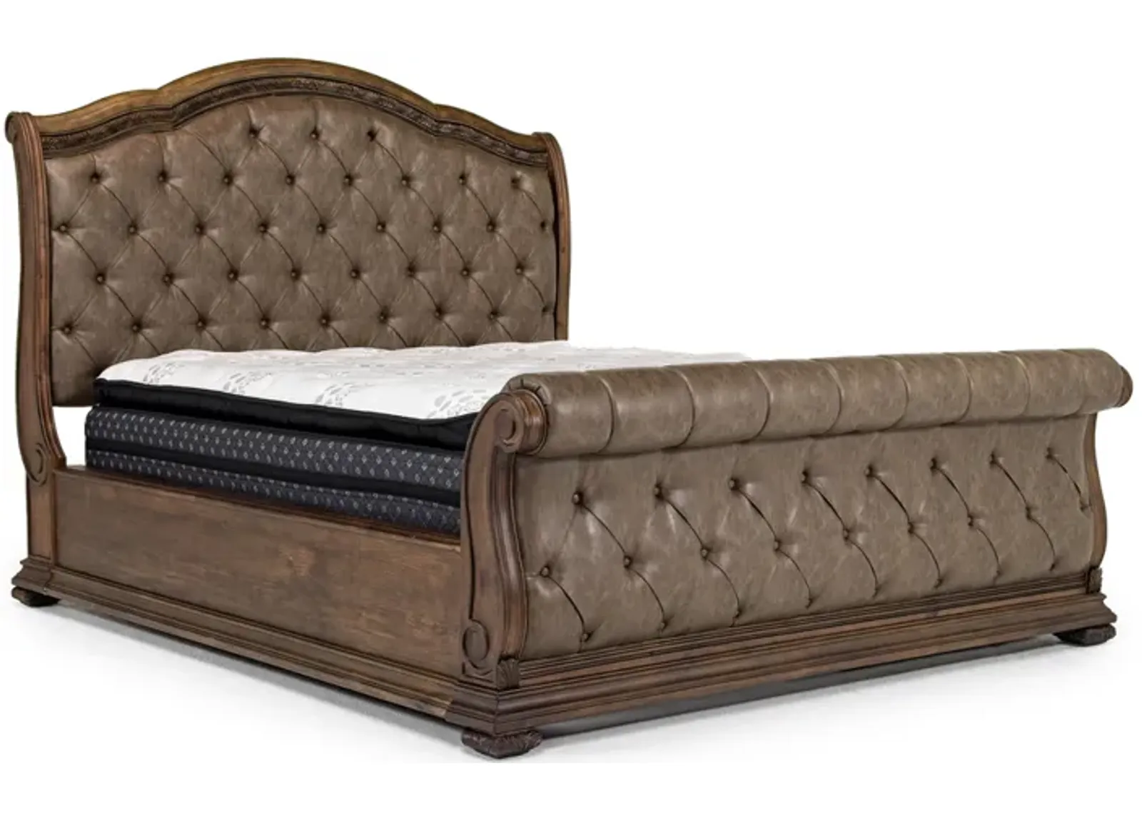 Durango Upholstered Sleigh Bed in Willadeene, Eastern King