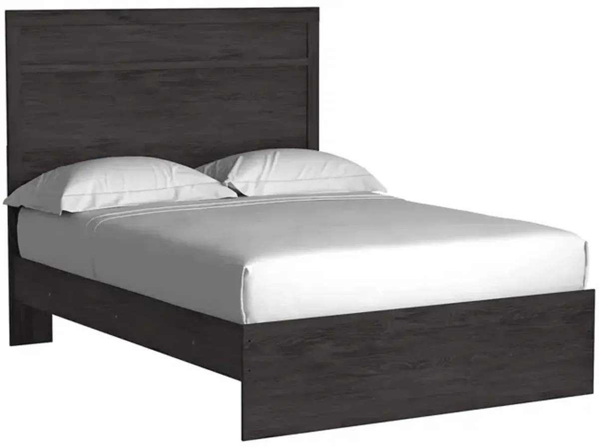 Stelsie Panel Bed, Dresser, Mirror & Nightstand in Charcoal, Full