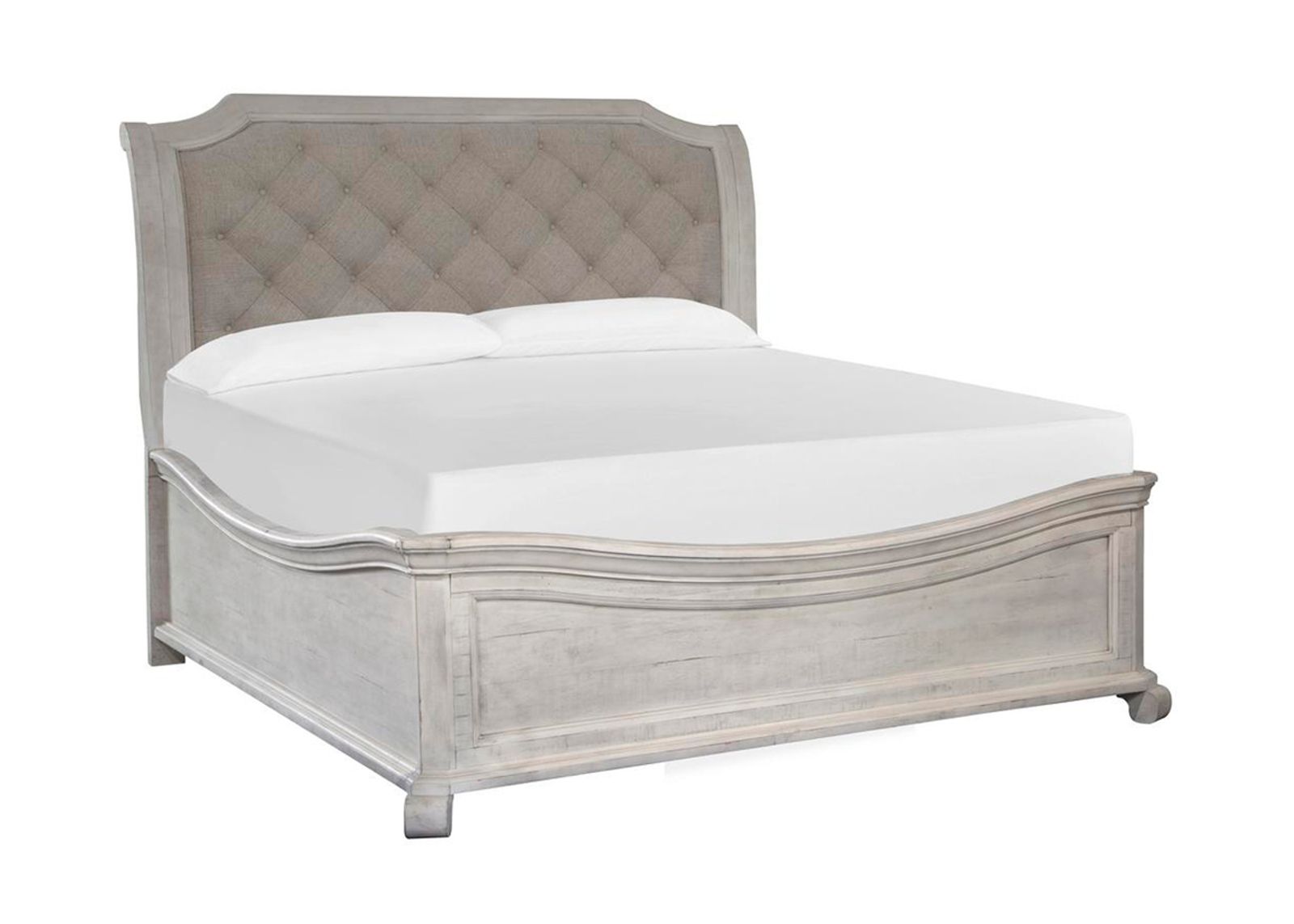 Bellamy Sleigh Bed in White, Queen