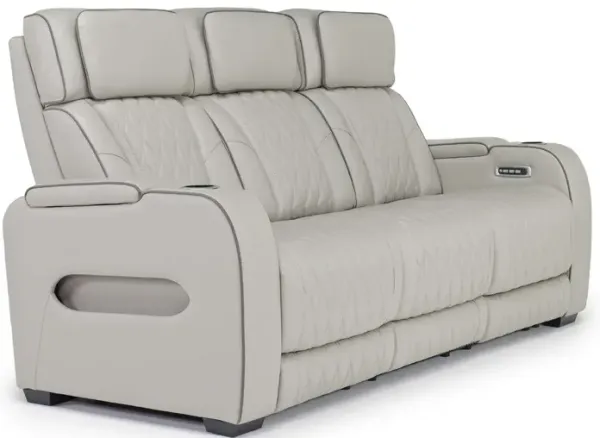 Boyington 2 Power Sofa w/ Drop Down Table in Gray Leather