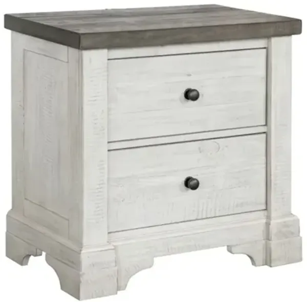 Valley Ridge Nightstand in White Gray Finish