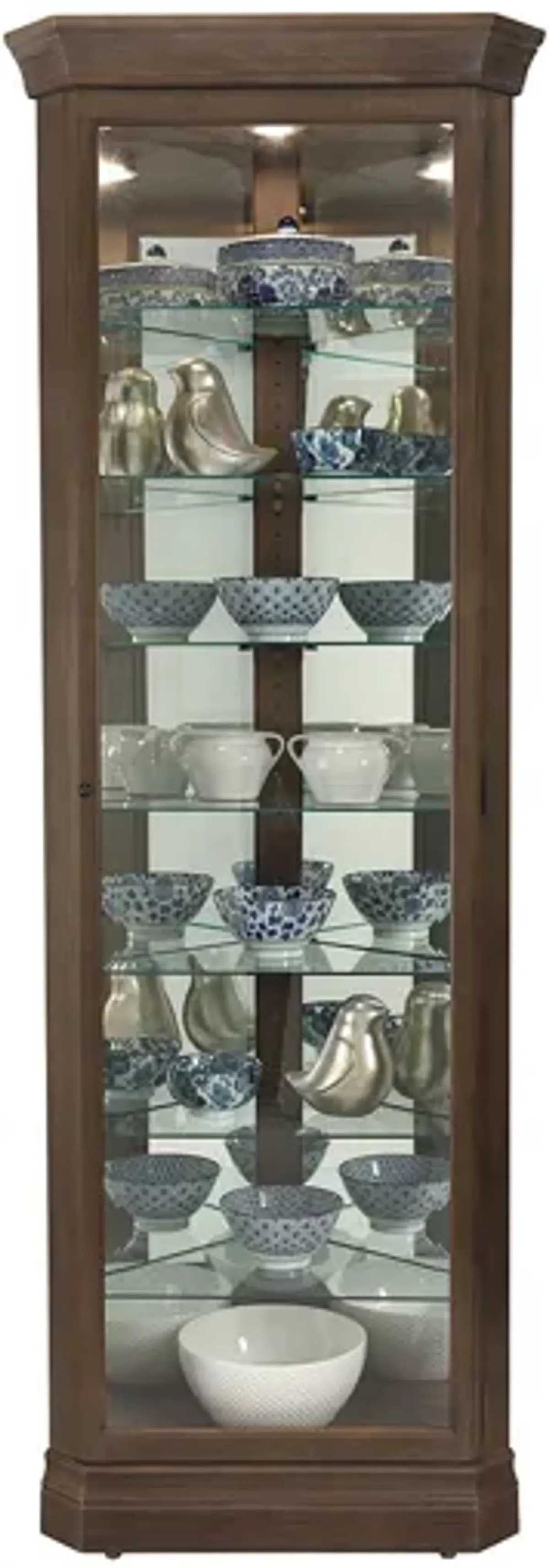 Delia Corner Curio Cabinet in Auburn