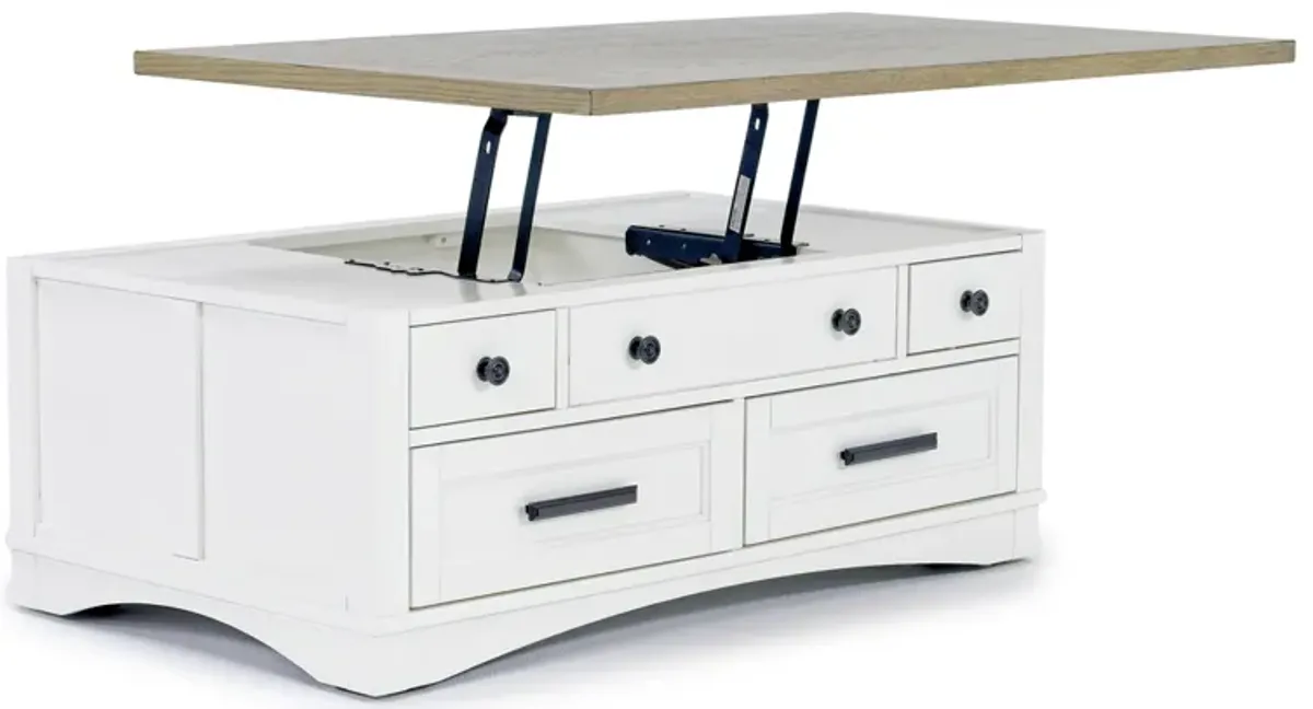 Americana Lift Top Cocktail Table in White