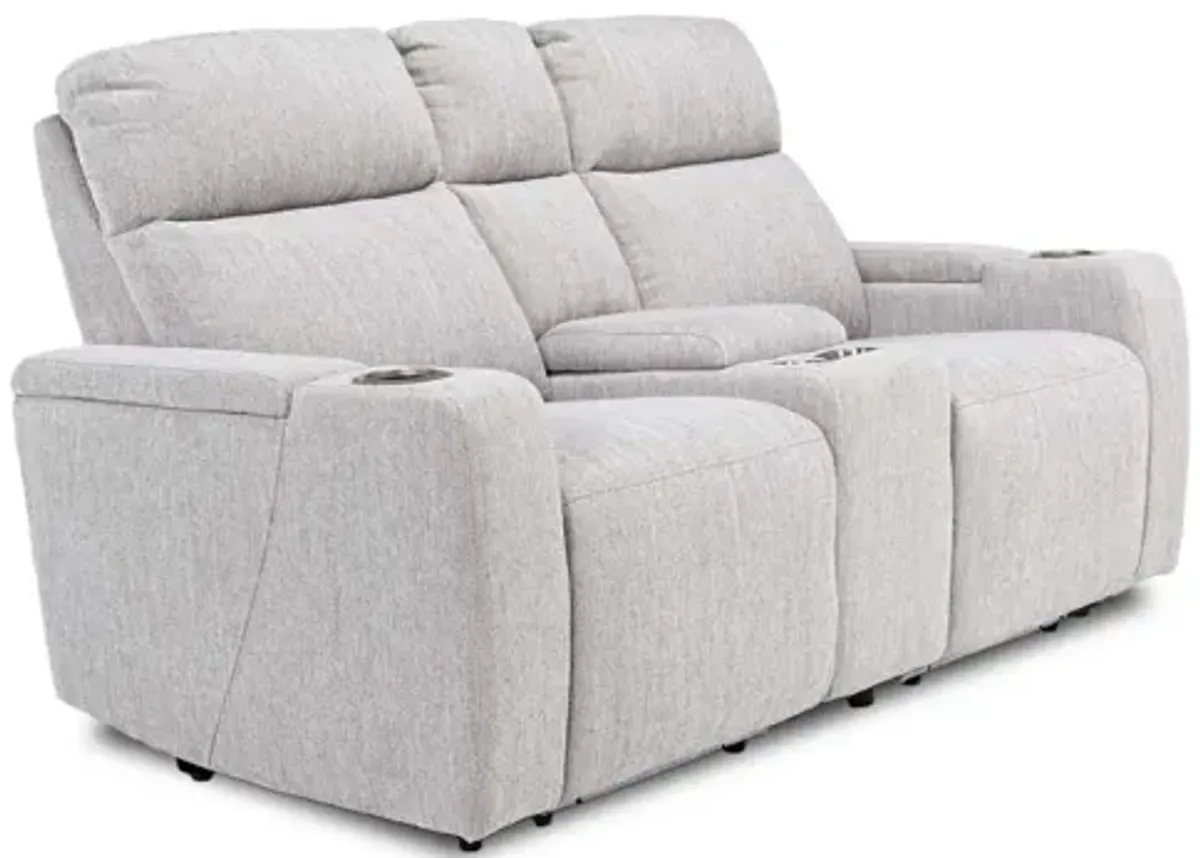 Rhys 2 Power Console Loveseat in Pewter