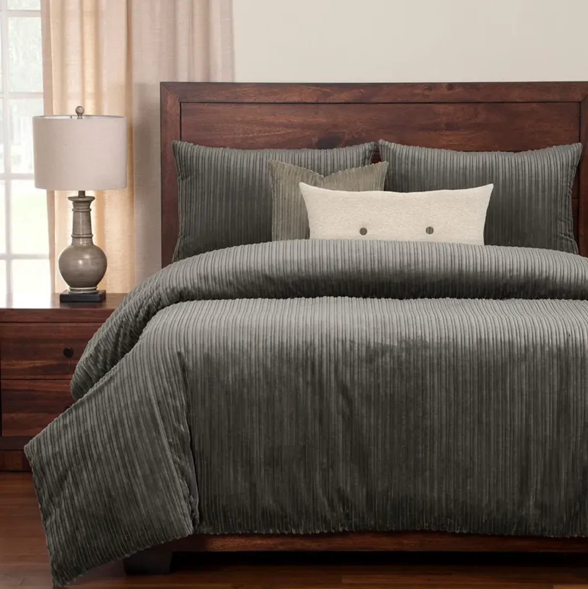 Downy Duvet Set in Storm Gray, 5 Piece, Eastern King