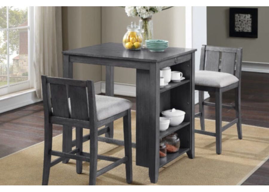 Heston Counter Height Dining Table & 2 Stools in Gray