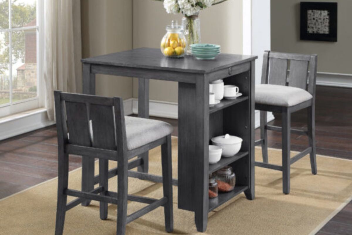 Heston Counter Height Dining Table & 2 Stools in Gray