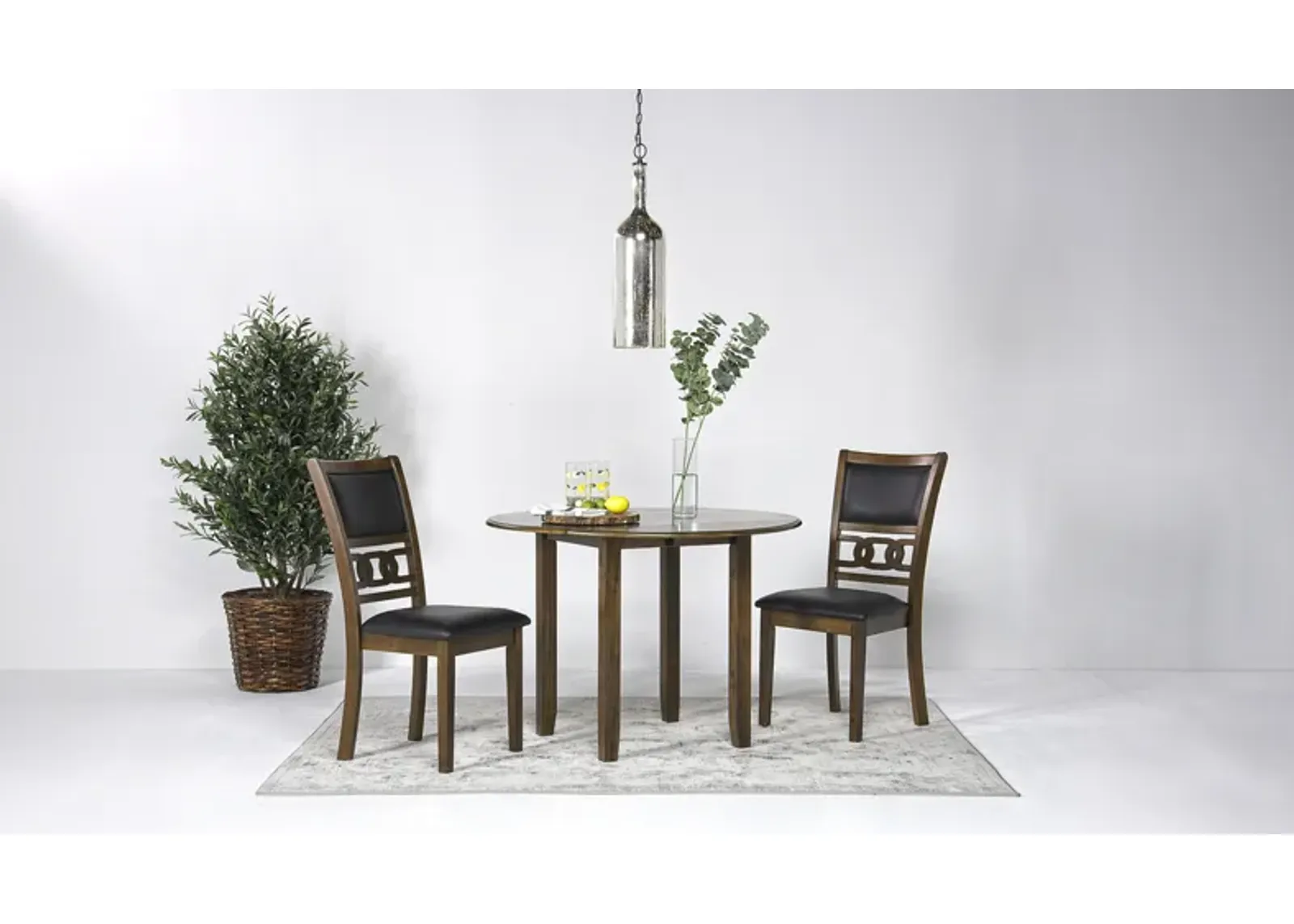 Gia Extendable Round Dining Table & 2 Chairs in Light Brown