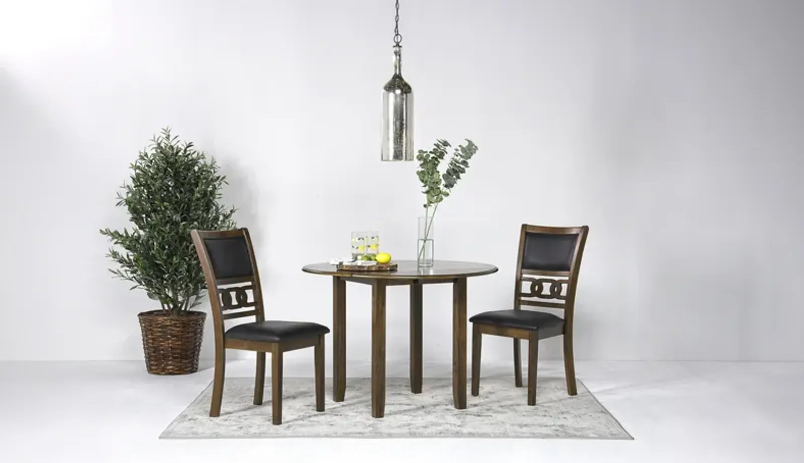 Gia Extendable Round Dining Table & 2 Chairs in Light Brown