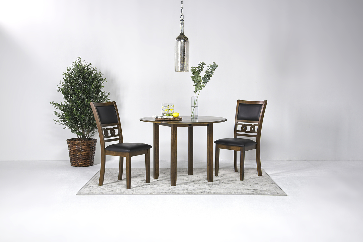 Gia Extendable Round Dining Table & 2 Chairs in Light Brown