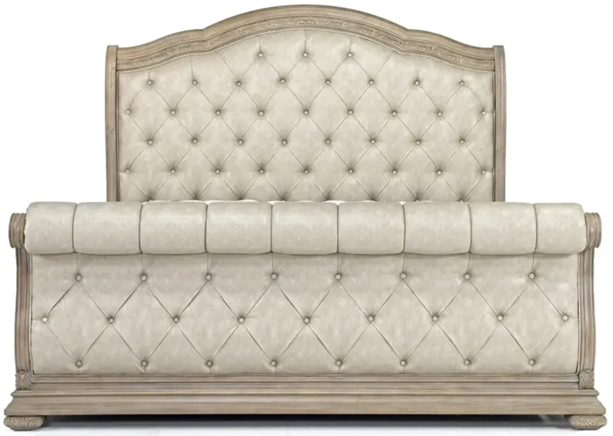 Durango Upholstered Sleigh Bed in Fawn, CA King