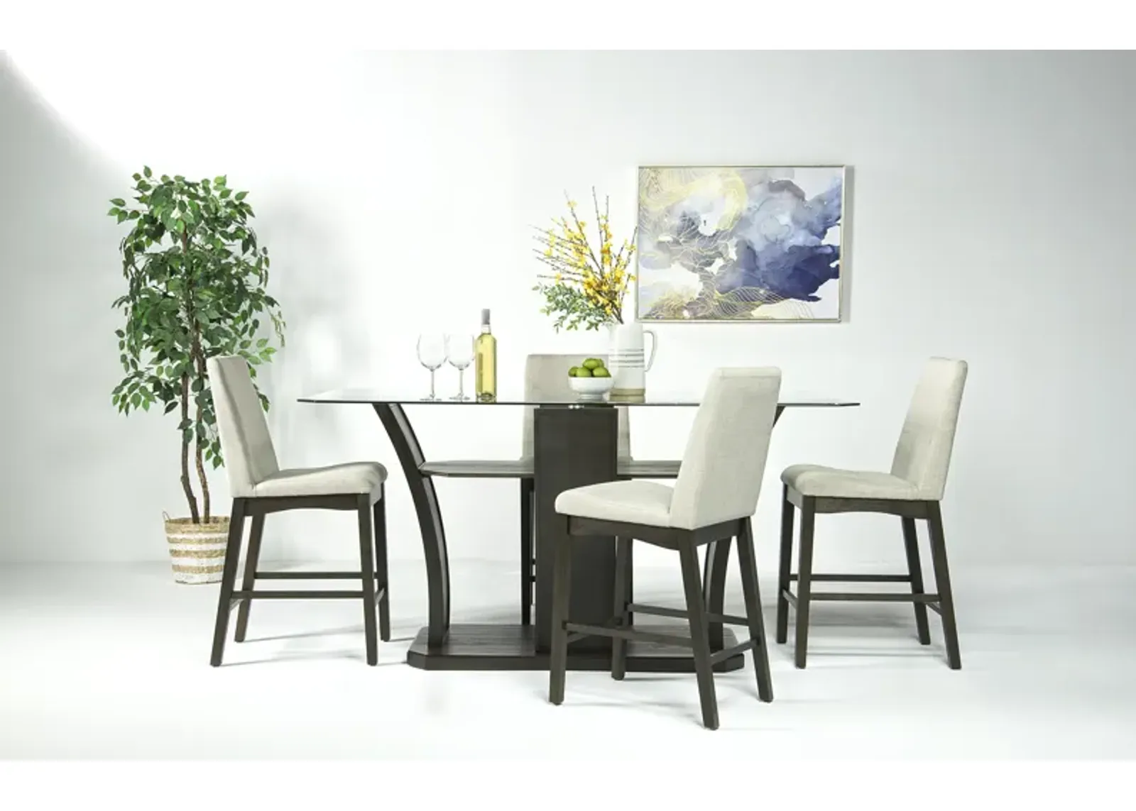 Dapper Counter Height Dining Table & 4 Stools in Brown