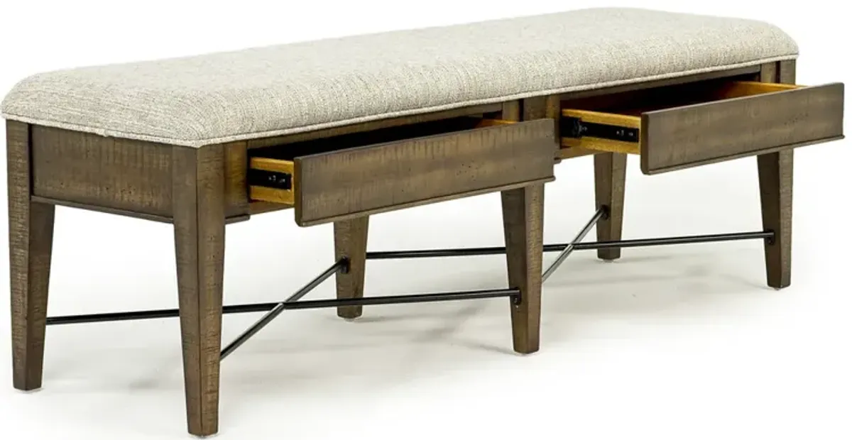 Bay Creek Upholstered Bench w/ Storage in Toasted Nutmeg