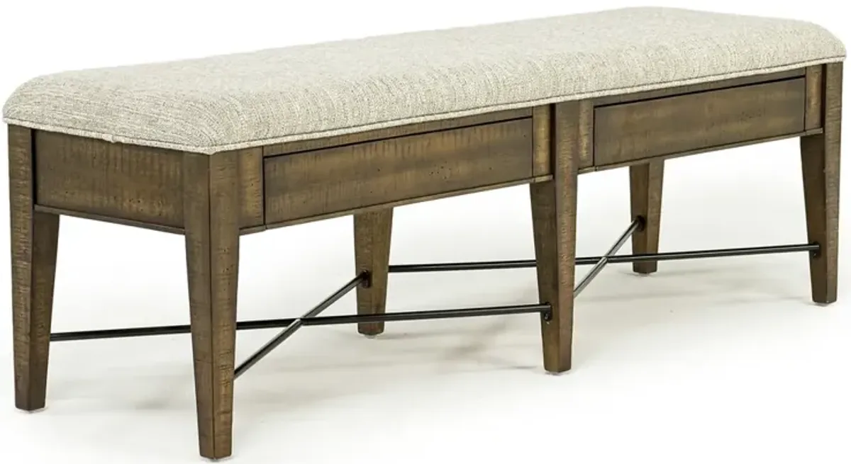 Bay Creek Upholstered Bench w/ Storage in Toasted Nutmeg