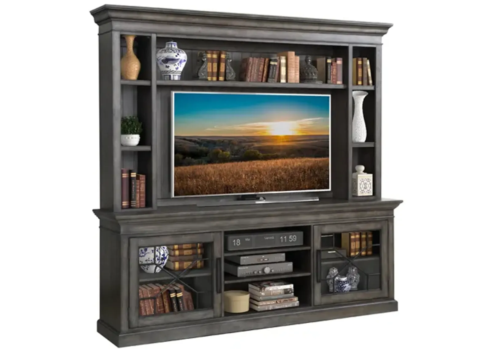 Sundance 4 Piece Entertainment Center in Gray, 92 Inch