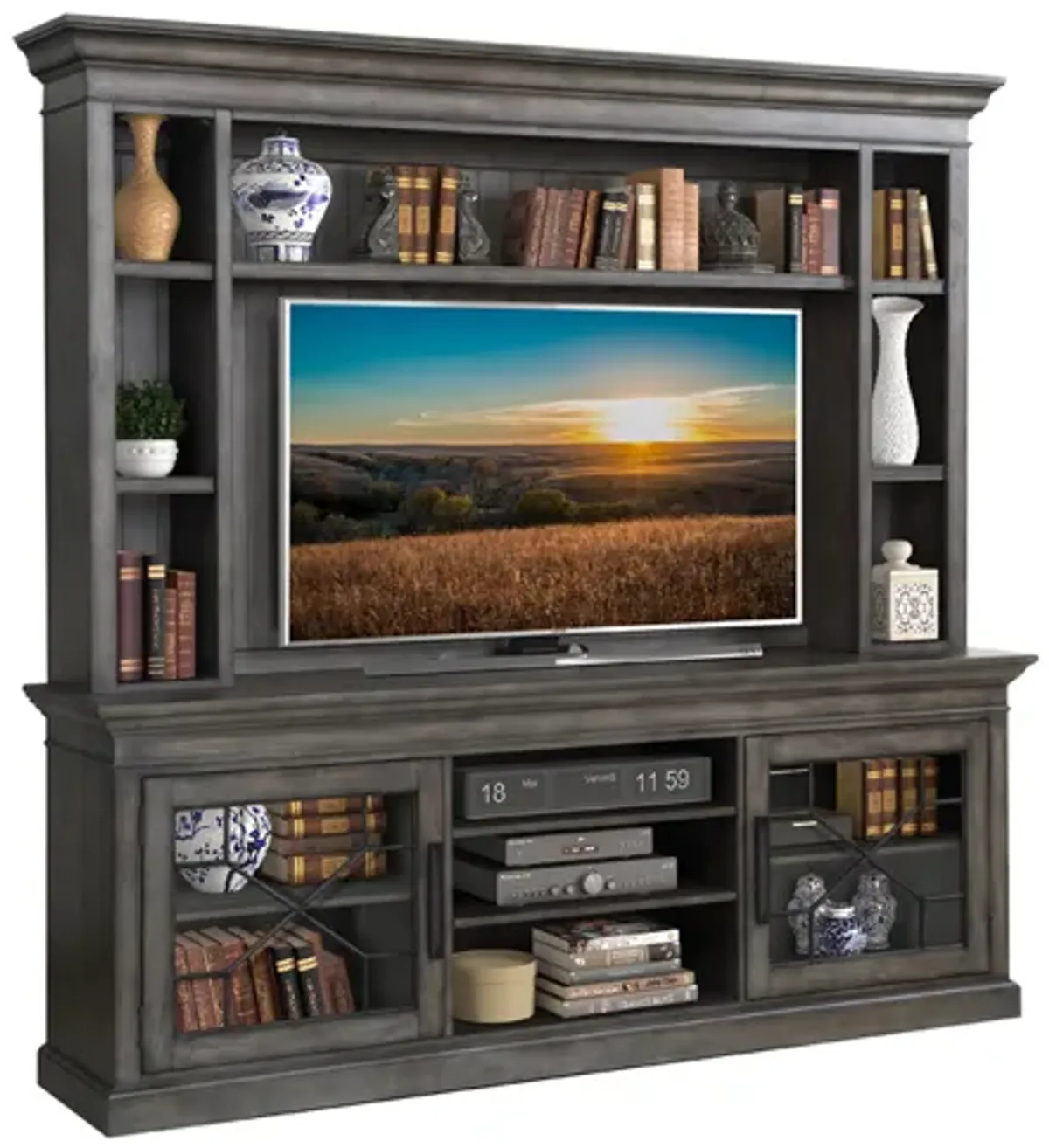 Sundance 4 Piece Entertainment Center in Gray, 92 Inch