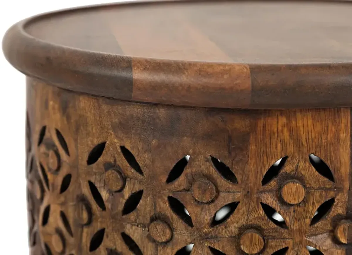 Carved Accent Table in Mango