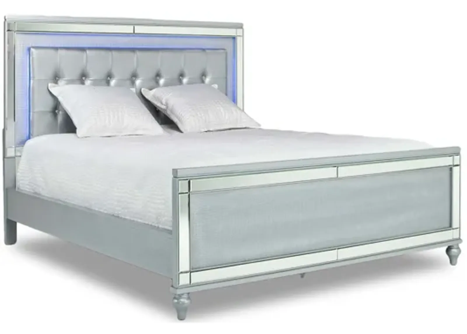 Valentino Panel Bed in Silver, Queen