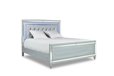 Valentino Panel Bed in Silver, Queen