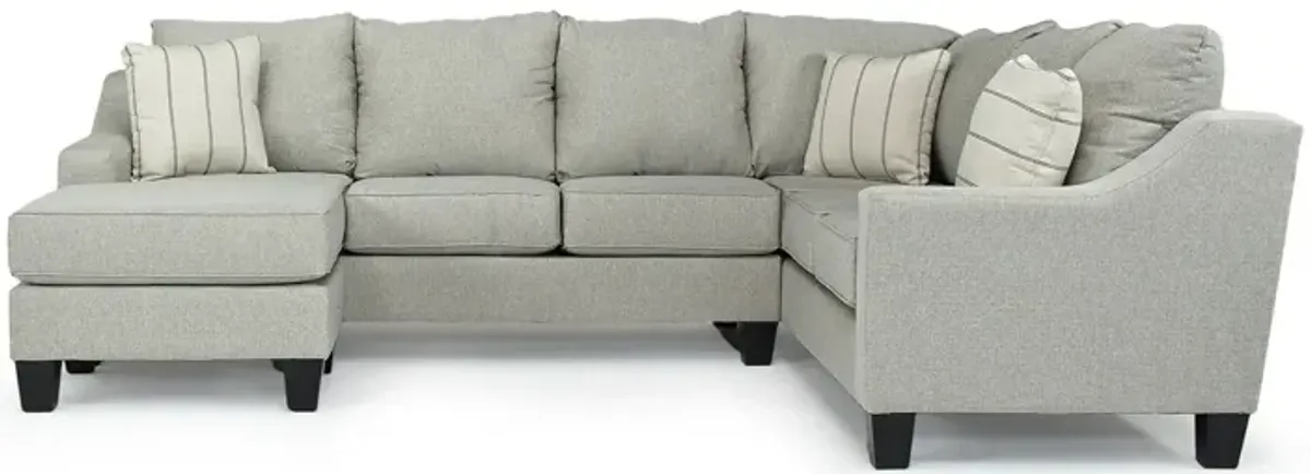 Lucy Tux Sofa Chaise Sectional in Splash Linen, Left Facing