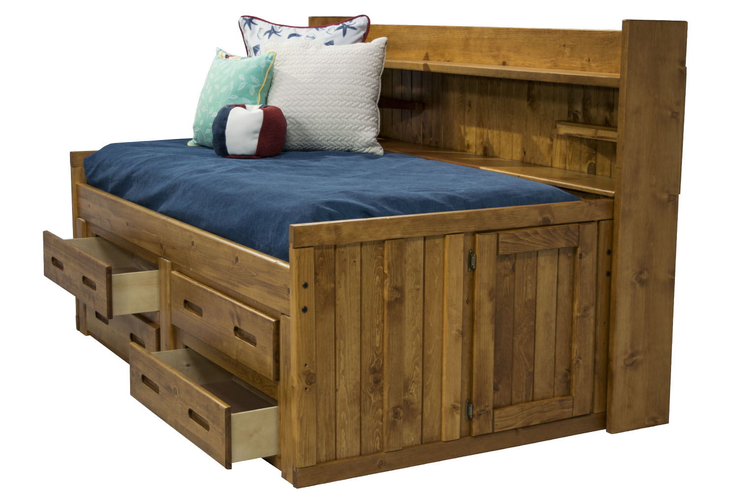 Young Pioneer Sideways Captain Bed w/ 4 Drawer Storage in Natural, Twin