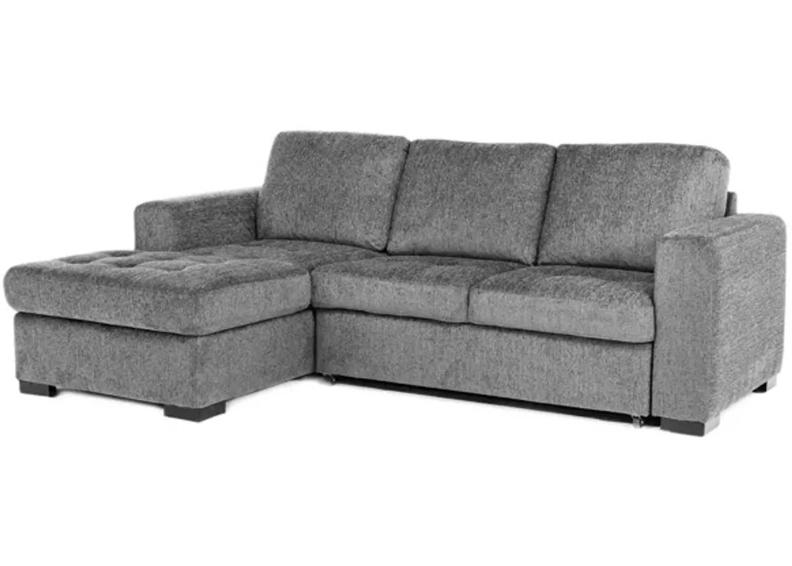 Claire Full Pullout Sofa Chaise in Posh Smoke, Left Facing