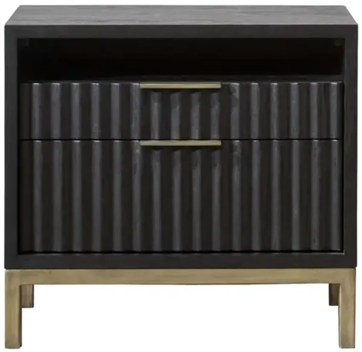 Kentfield 2 Drawer Nightstand in Black Drifted Oak