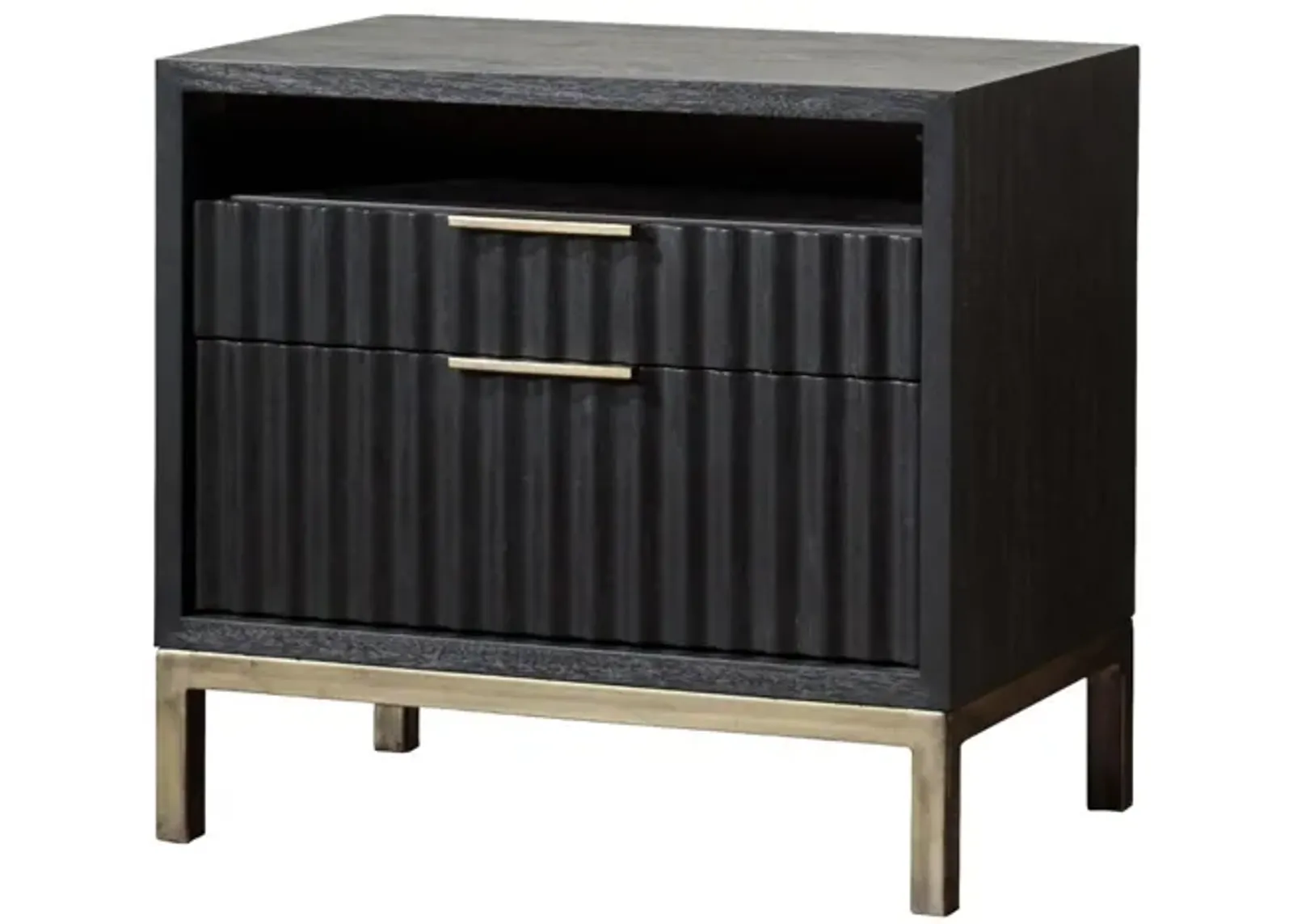 Kentfield 2 Drawer Nightstand in Black Drifted Oak