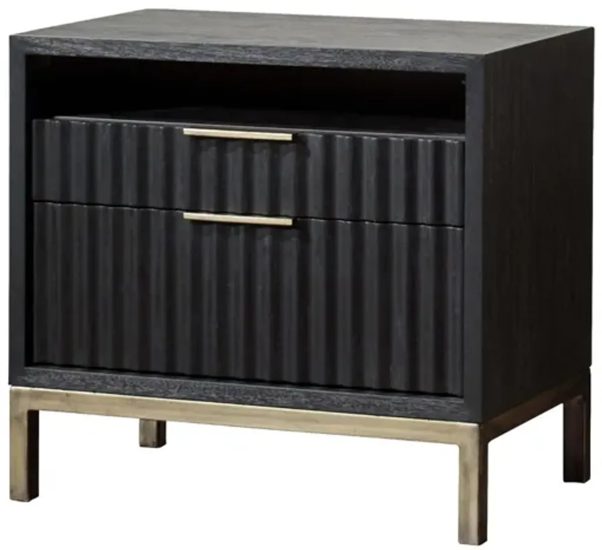 Kentfield 2 Drawer Nightstand in Black Drifted Oak