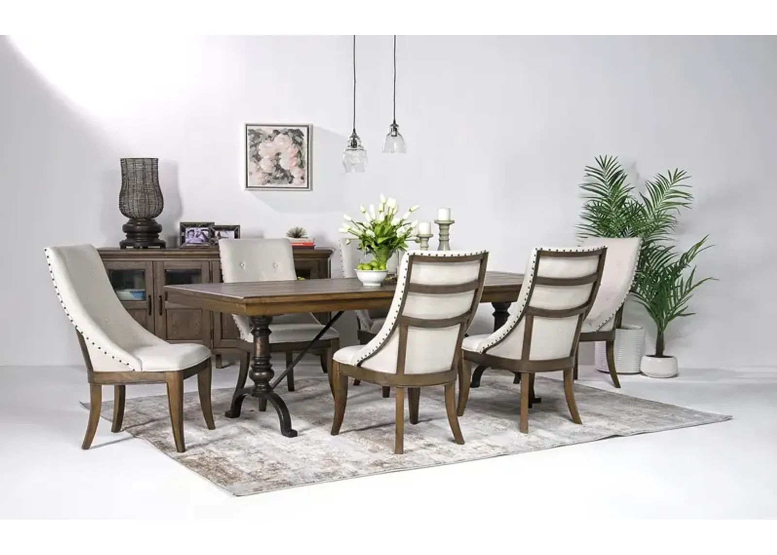 Roxy Extendable Dining Table & 6 Chairs in Homestead Brown