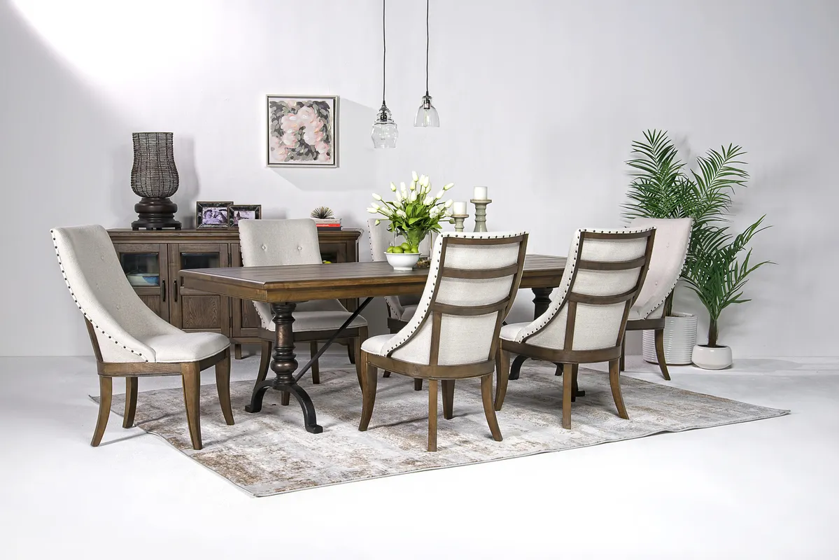 Roxy Extendable Dining Table & 6 Chairs in Homestead Brown