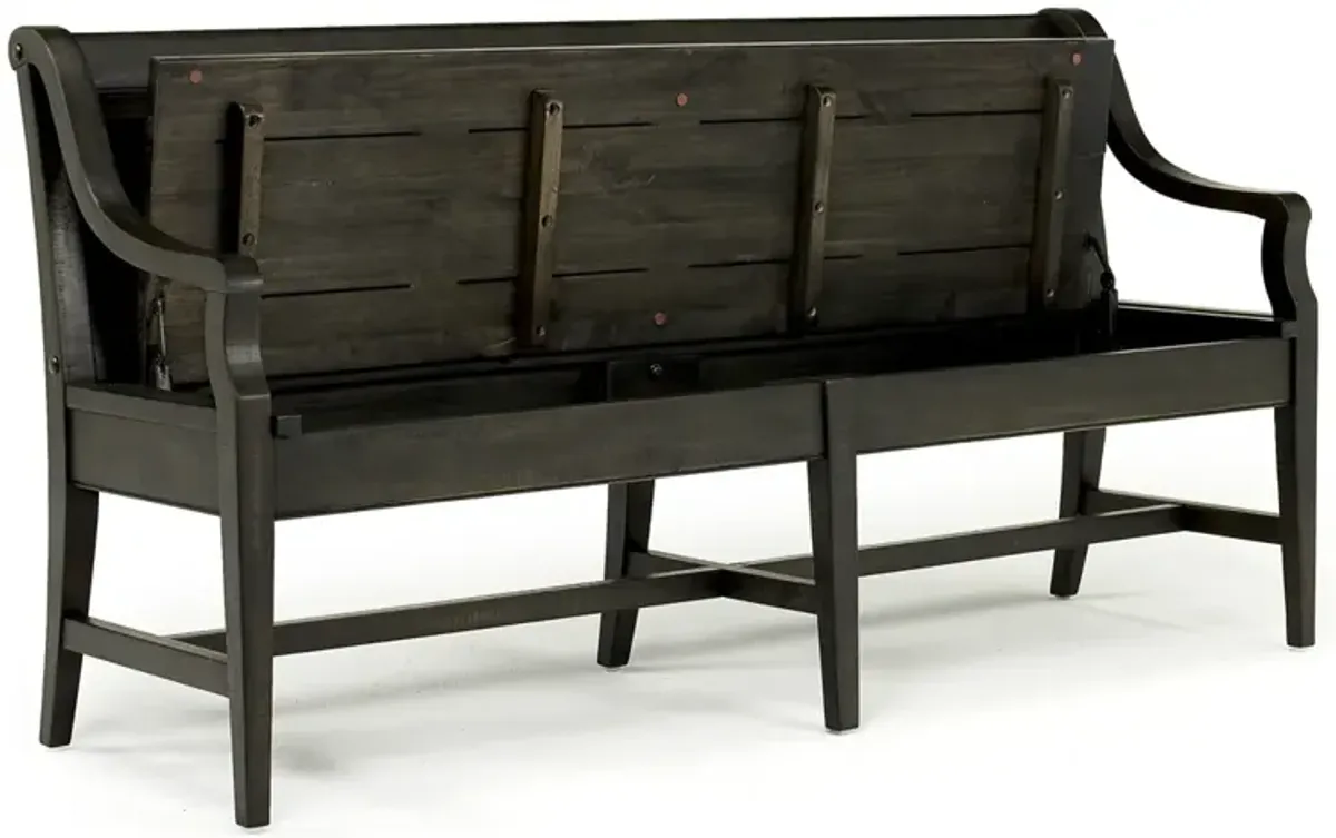 Bay Creek High Back Bench w/ Storage in Graphite