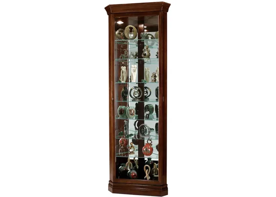 Delia Corner Curio Cabinet in Cherry