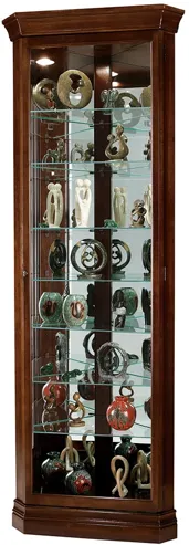 Delia Corner Curio Cabinet in Cherry