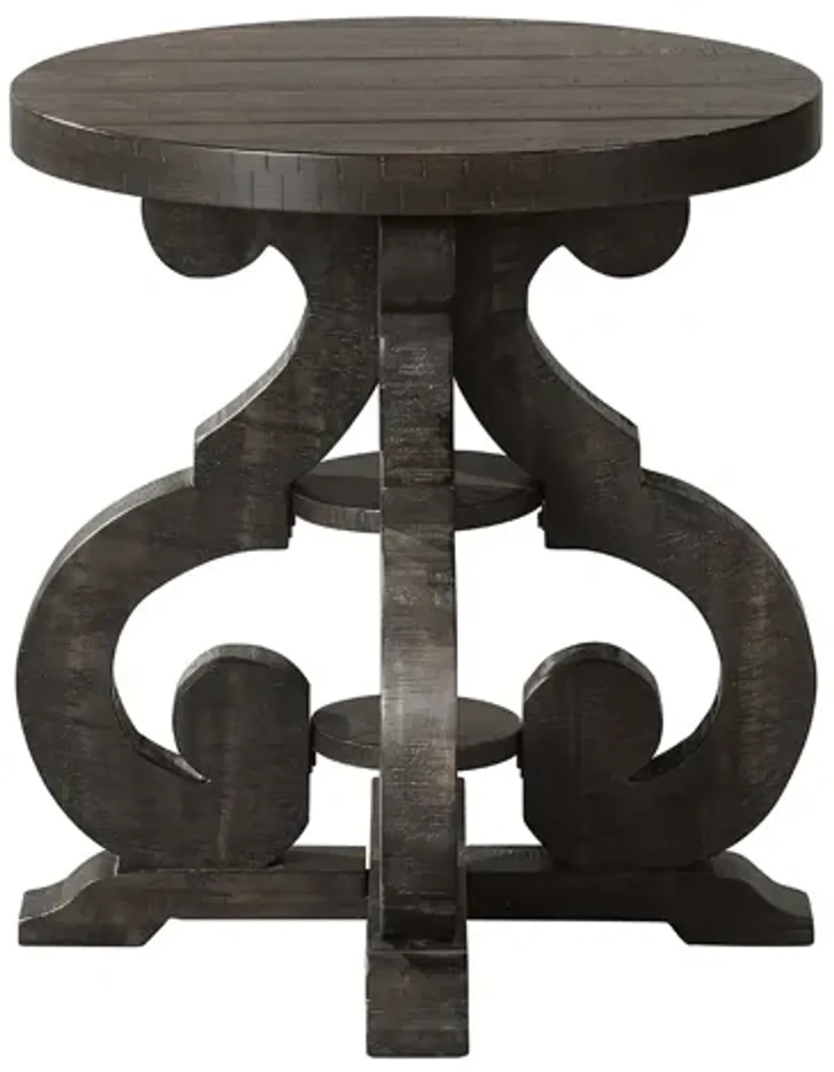 Stone Round End Table in Charcoal