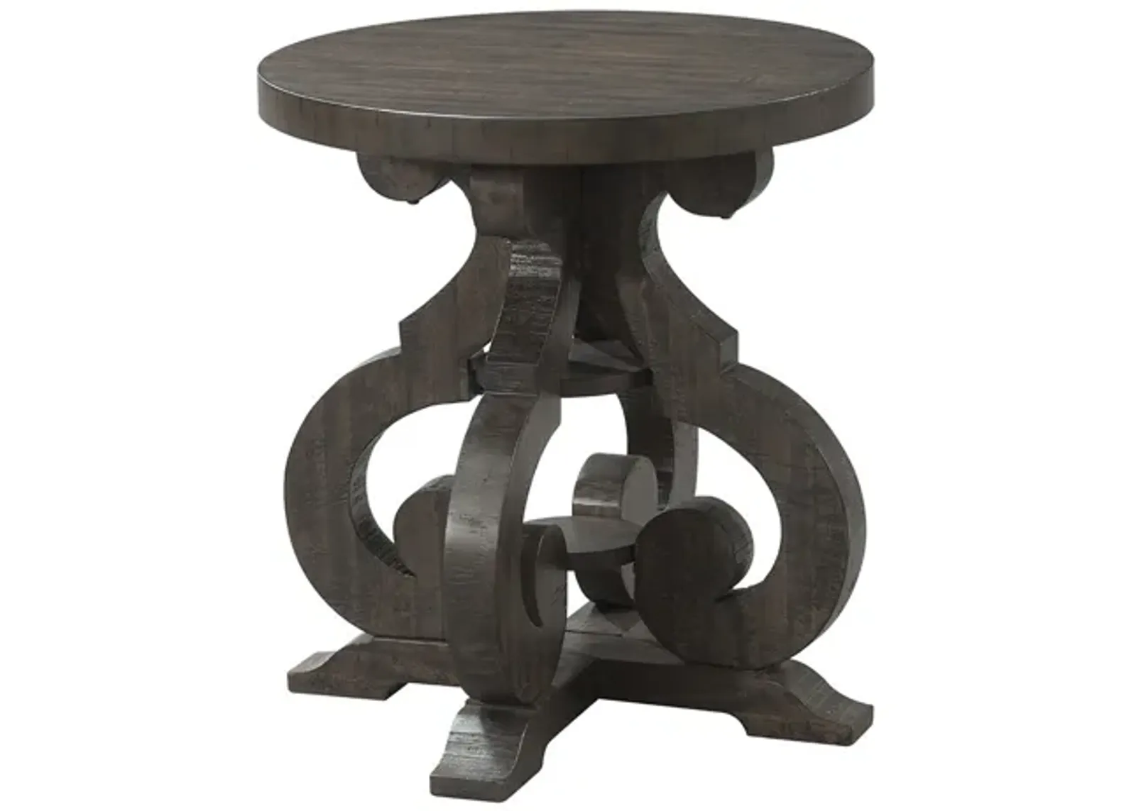 Stone Round End Table in Charcoal