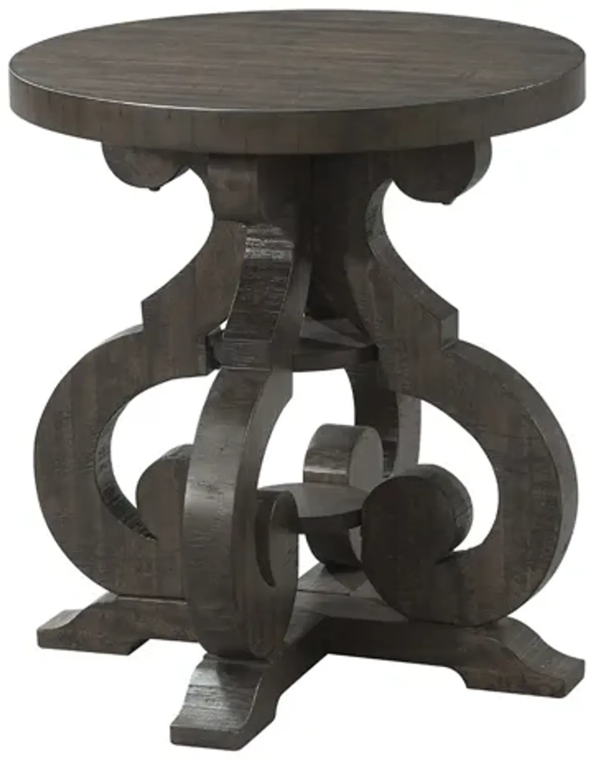 Stone Round End Table in Charcoal