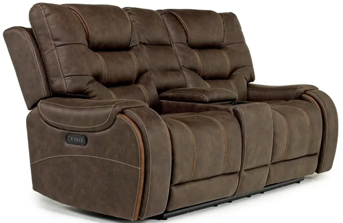 Estilo 2 Power Console Loveseat in Canyon Walnut