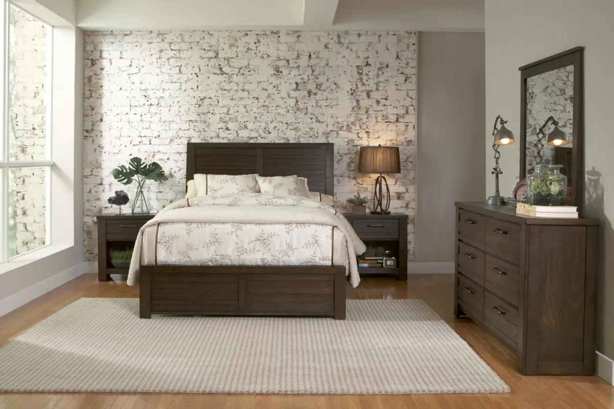 Ruff Hewn Panel Bed in Brown, Queen