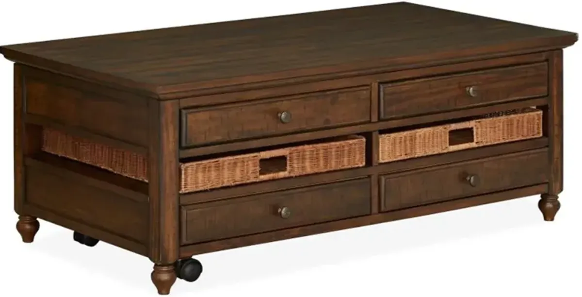 Cottage Lane Lift Top Cocktail Table in Brown