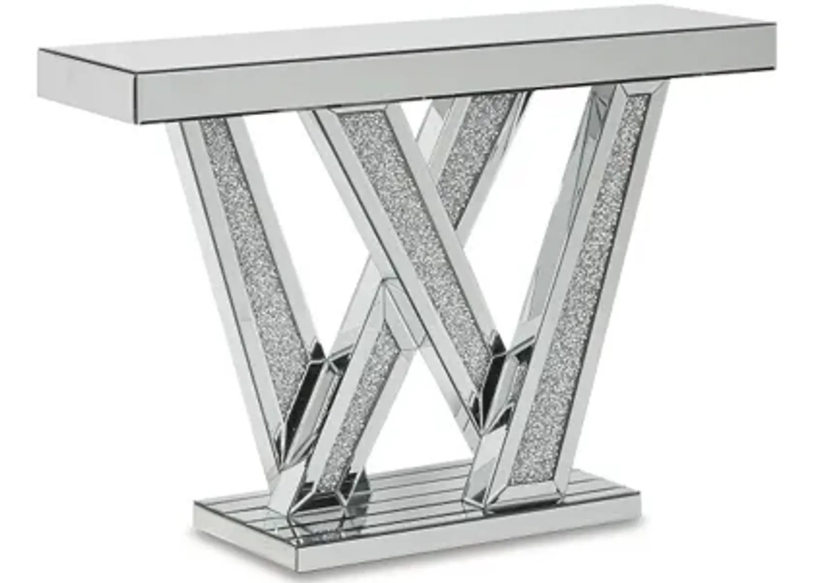 Gillrock Sofa Table in Mirror/Silver