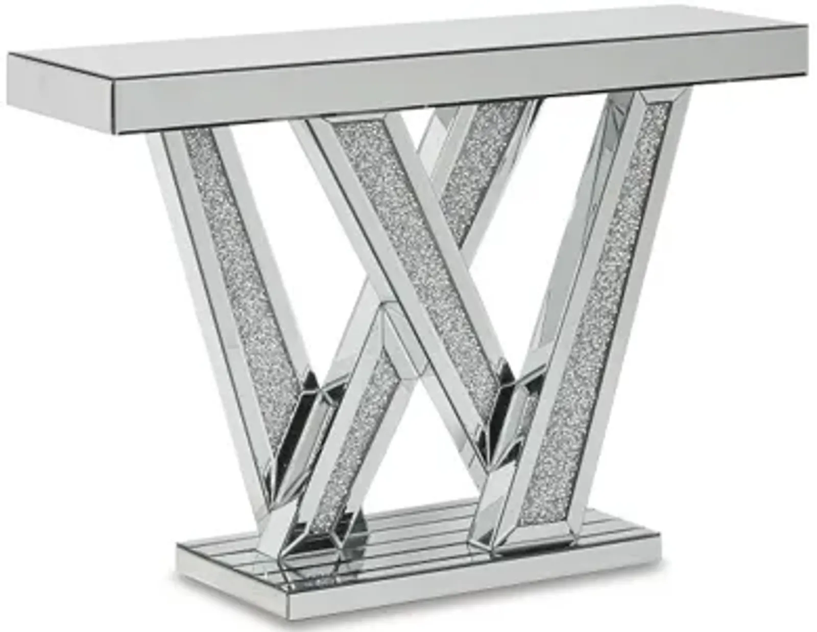 Gillrock Sofa Table in Mirror/Silver