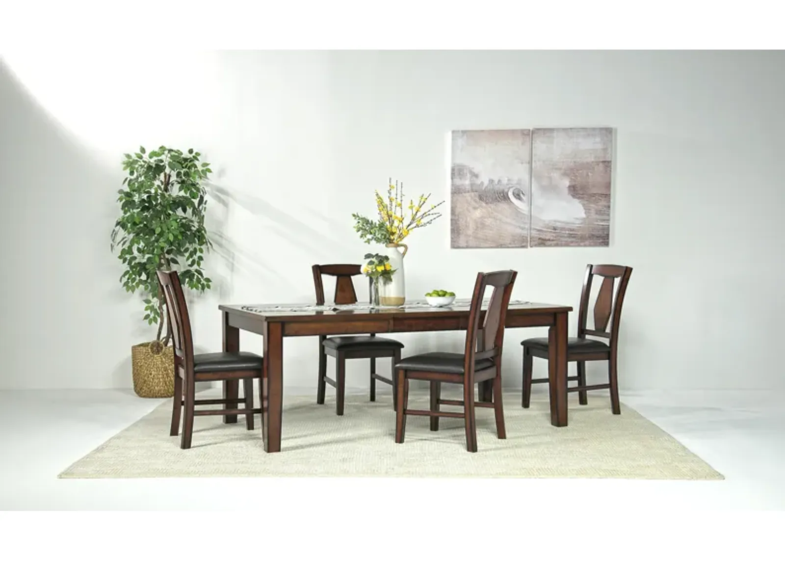 Napa Extendable Dining Table & 4 Chairs in Brown