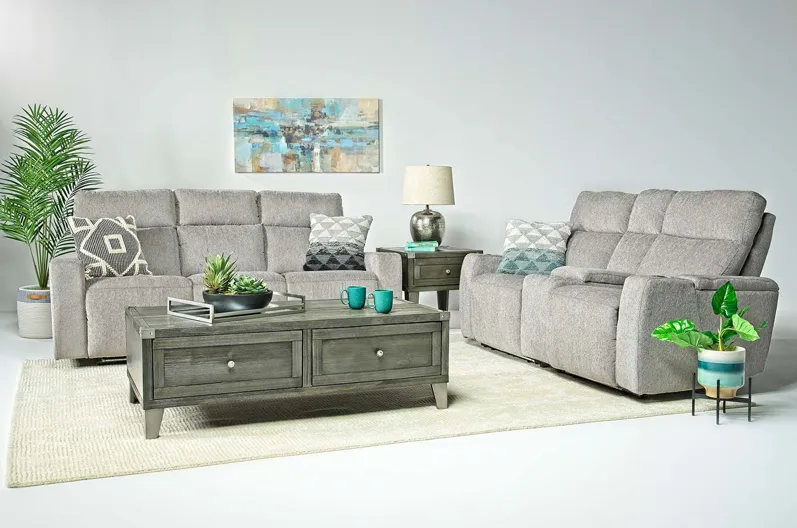 Rhys 2 Power Sofa & Console Loveseat in Pewter