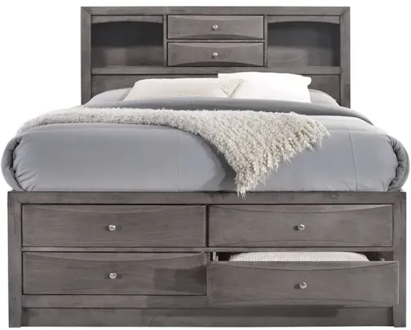 Remi Bookcase Bed w/ Storage in Gray, Full