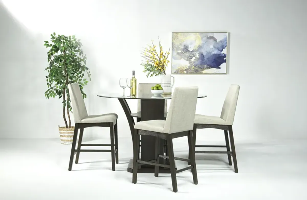 Dapper Round Counter Height Dining Table & 4 Stools in Brown