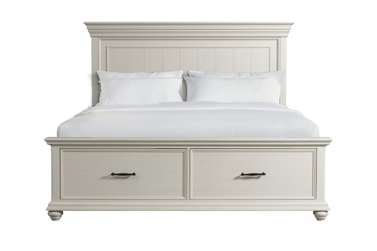 Slater Panel Bed w/ Storage in White, Eastern King