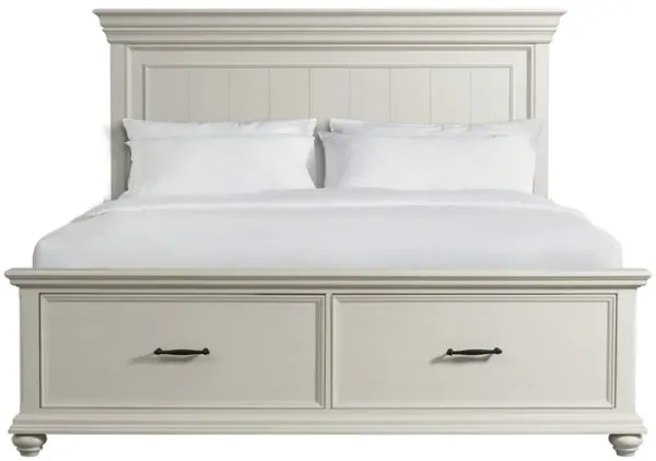 Slater Panel Bed w/ Storage in White, Eastern King