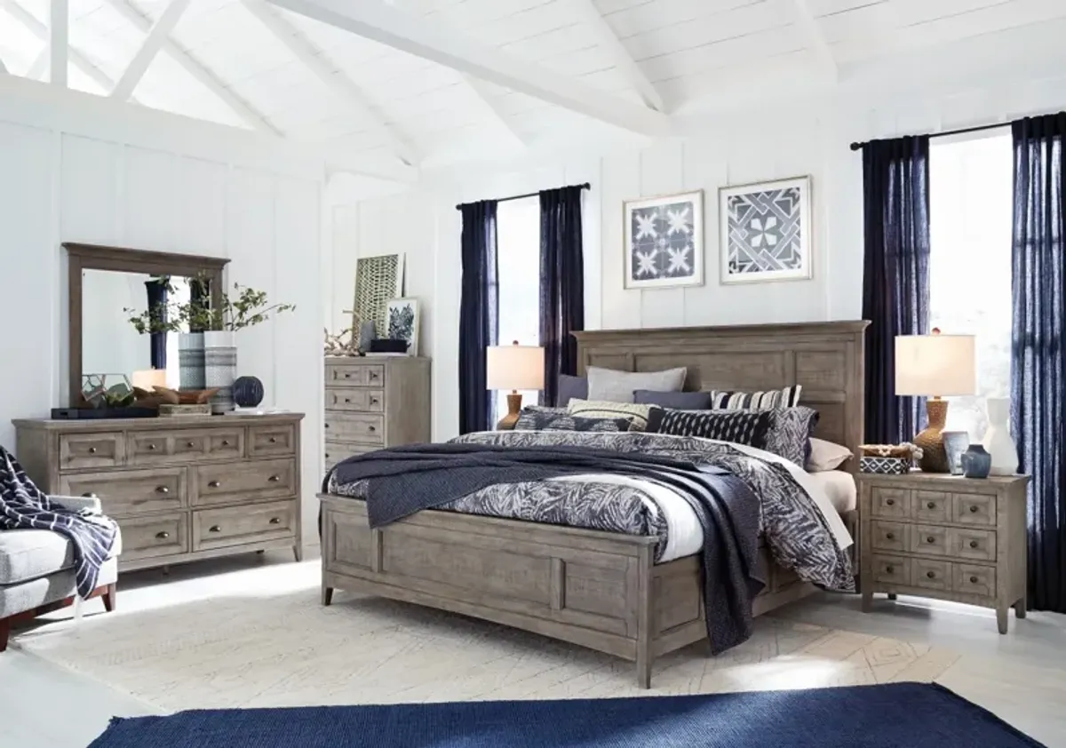 Bay Creek Panel Bed w/ Storage in Light Gray, CA King