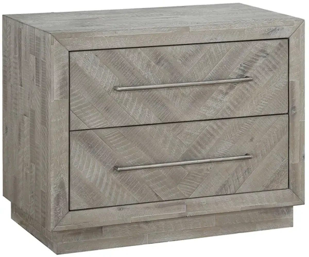 Herringbone Nightstand in Gray